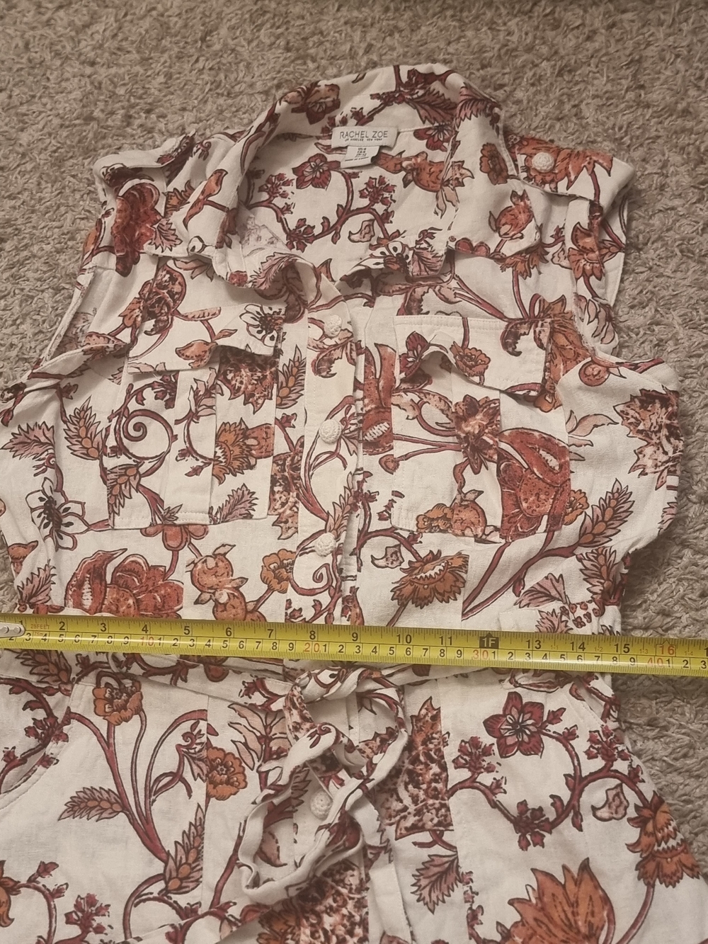 Rachel Zoe Cream Romper with Rust Floral Print - Picture 13 of 16